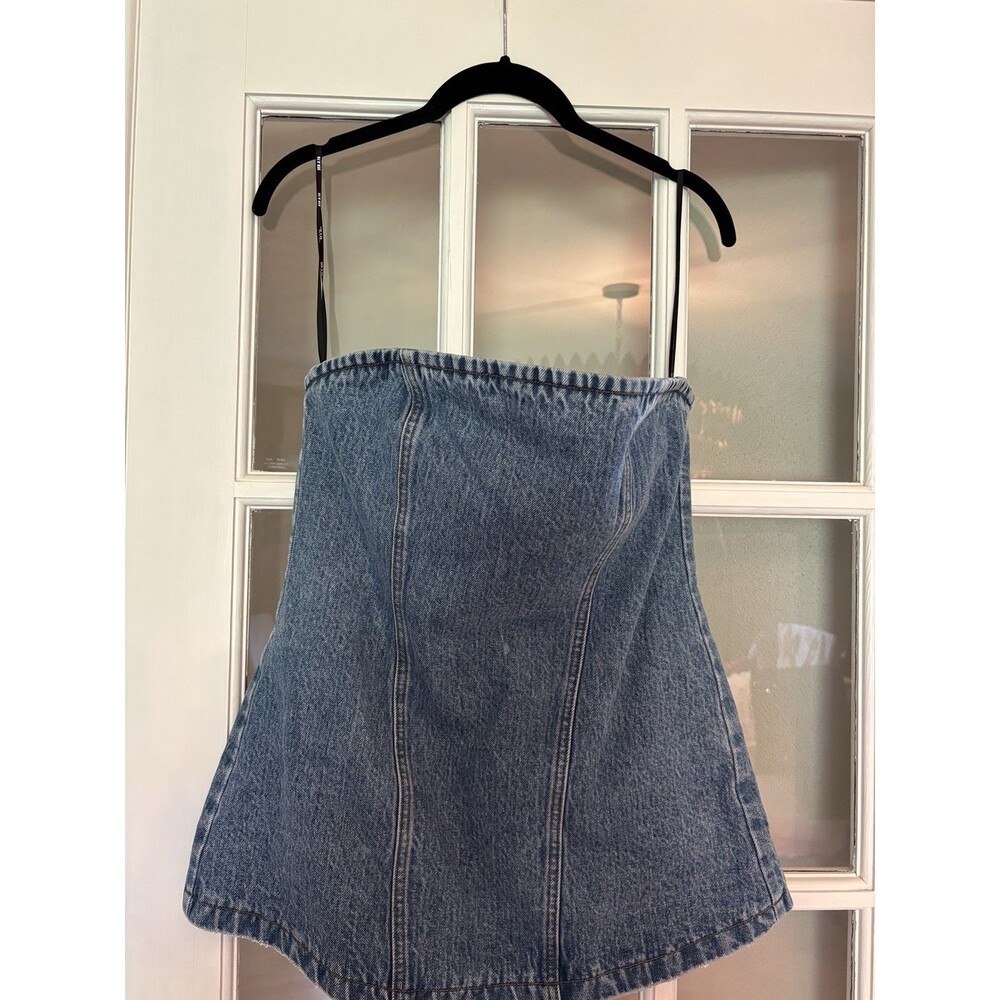 SER.O.YA Christyl Fully Lined Denim Strapless Bustier, Medium, NWT